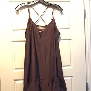 Crossed Spaghetti Strap Silk Dress